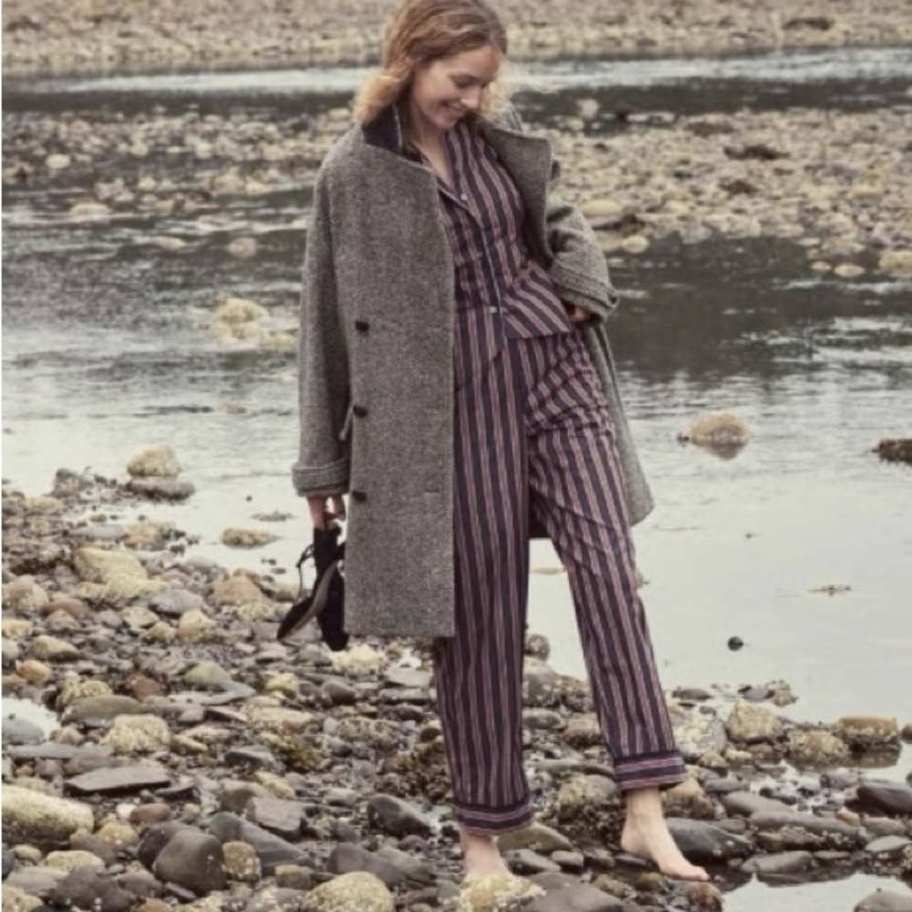 Doen “Cacia” Striped Straight Leg Pants - Black and Pink